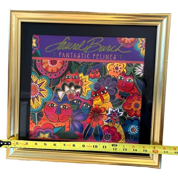 Vtg FANTASTIC FELINES Multicolored Cats Wall Art Decor by Laurel Burch Framed - Picture 6 of 6
